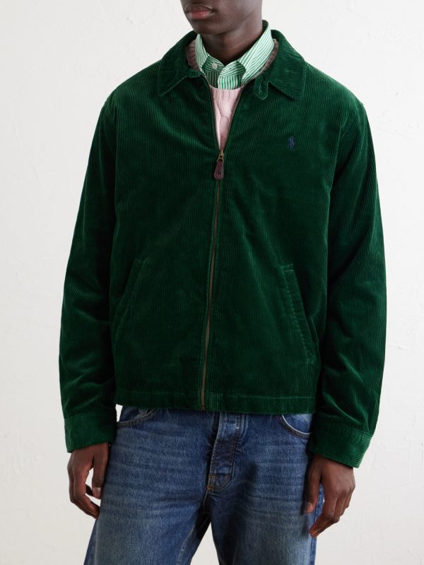 Leather-Trimmed Cotton-Corduroy Jacket - FR Leather-Trimmed Cotton-Corduroy Jacket - FR