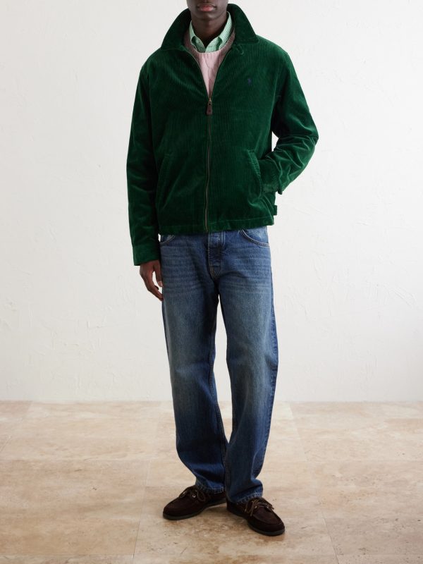 Leather-Trimmed Cotton-Corduroy Jacket - OU Leather-Trimmed Cotton-Corduroy Jacket - OU