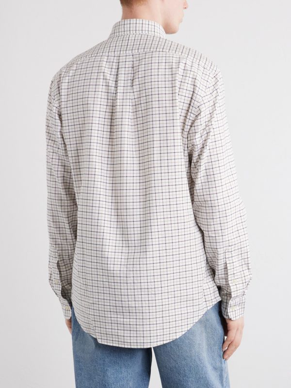 Logo-Embroidered Checked Cotton Shirt - BK Logo-Embroidered Checked Cotton Shirt - BK