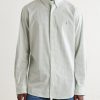 Striped Logo-Embroidered Cotton and Linen-Blend Seersucker Shirt - FR Striped Logo-Embroidered Cotton and Linen-Blend Seersucker Shirt - FR