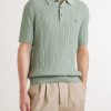 Logo-Embroidered Cable-Knit Cotton Polo Shirt - FR Logo-Embroidered Cable-Knit Cotton Polo Shirt - FR