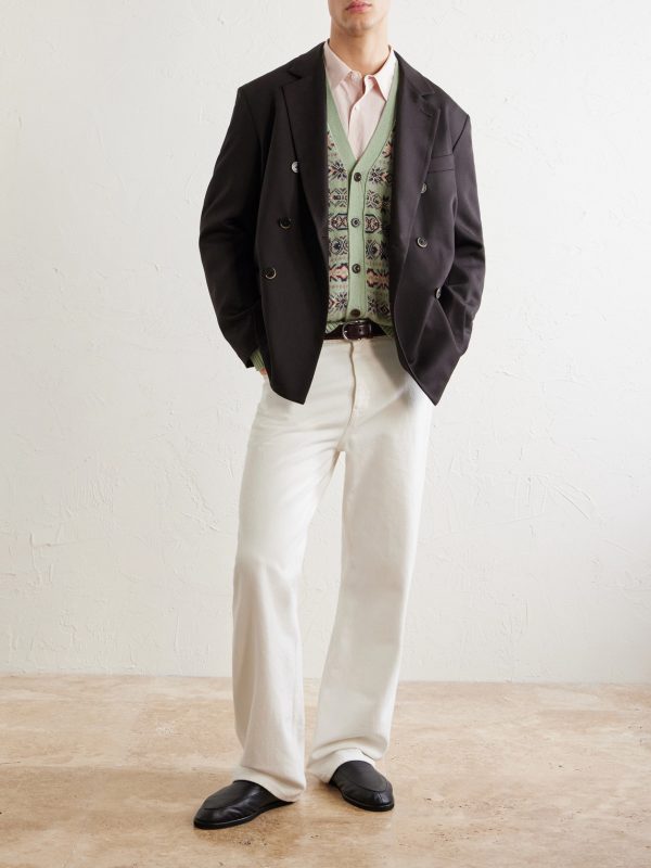 Striped Linen and Cotton-Blend Cardigan - OU Striped Linen and Cotton-Blend Cardigan - OU