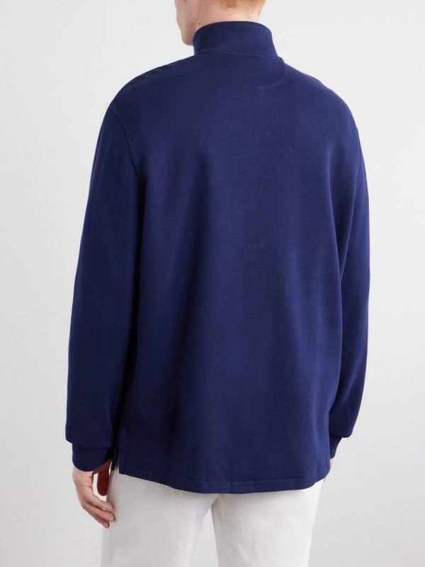 Logo-Embroidered Cotton-Jersey Half-Zip Sweater - BK Logo-Embroidered Cotton-Jersey Half-Zip Sweater - BK