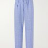 Wide-Leg Checked Woven Linen Trousers