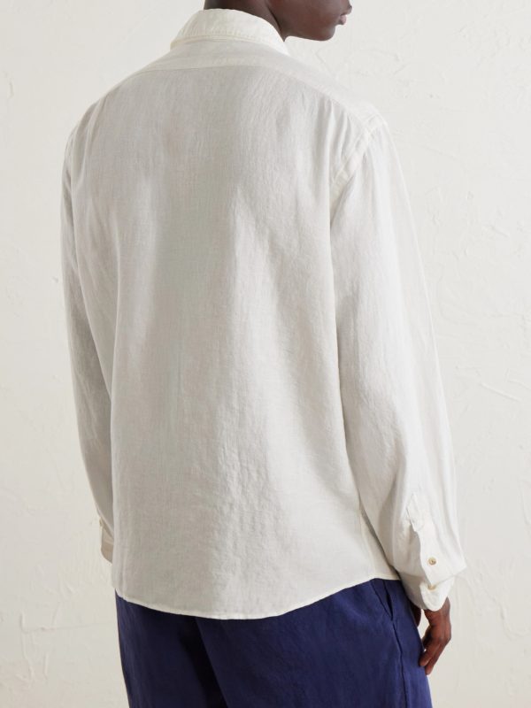 Logo-Embroidered Linen Woven Shirt - BK Logo-Embroidered Linen Woven Shirt - BK