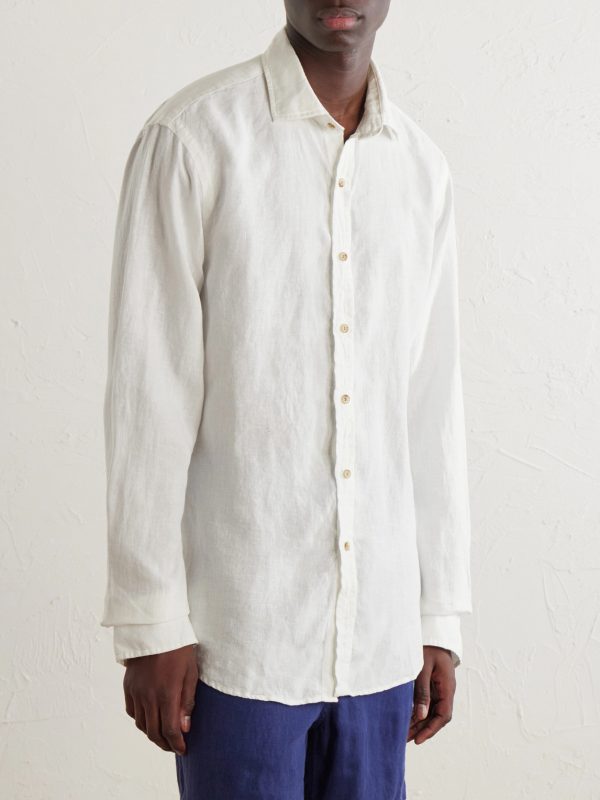 Logo-Embroidered Linen Woven Shirt - FR Logo-Embroidered Linen Woven Shirt - FR