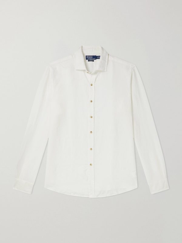 Logo-Embroidered Linen Woven Shirt Logo-Embroidered Linen Woven Shirt