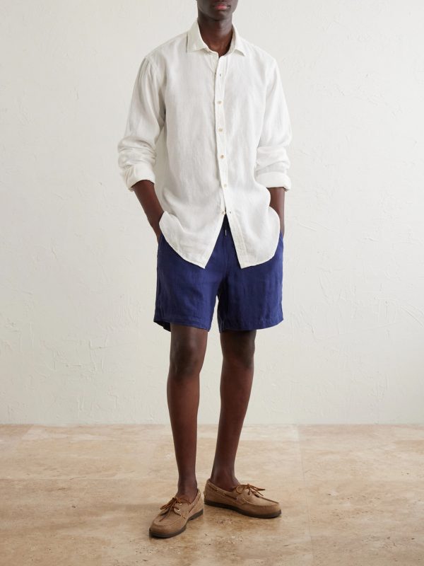 Logo-Embroidered Linen Woven Shirt - OU Logo-Embroidered Linen Woven Shirt - OU