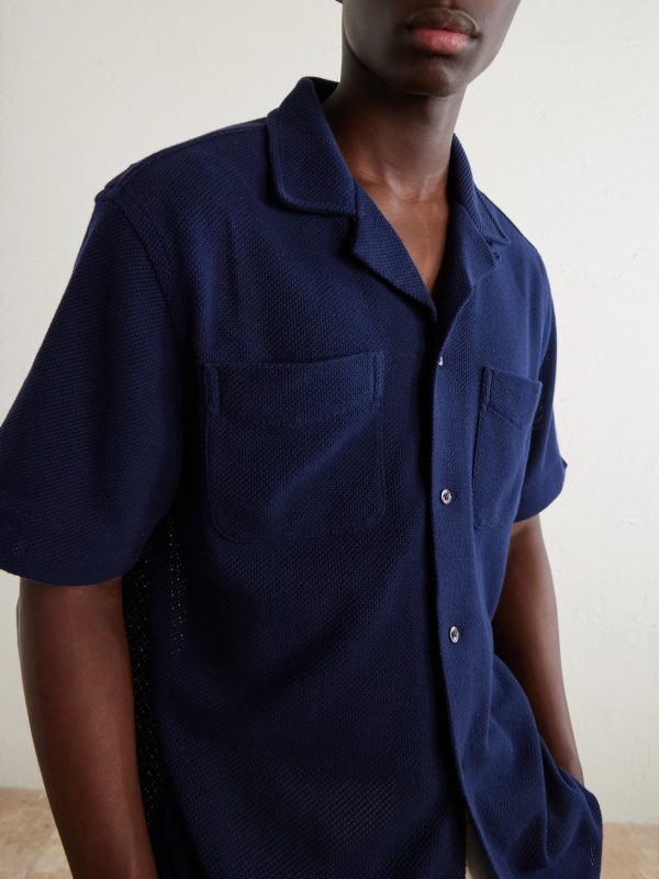 Pointelle Cotton-Knitted Polo Shirt - CU Pointelle Cotton-Knitted Polo Shirt - CU