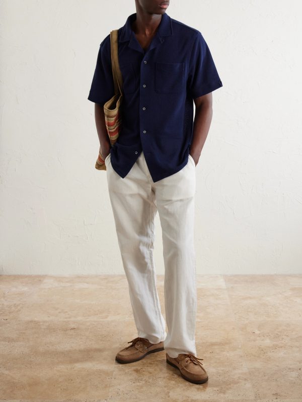 Pointelle Cotton-Knitted Polo Shirt - OU Pointelle Cotton-Knitted Polo Shirt - OU