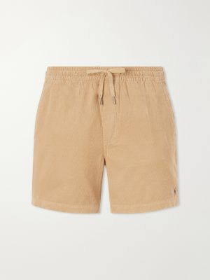 Straight-Leg Logo-Embroidered Cotton-Corduroy Drawstring Shorts Straight-Leg Logo-Embroidered Cotton-Corduroy Drawstring Shorts