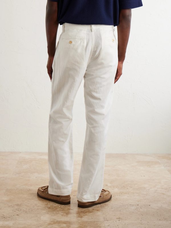 Straight-Leg Cotton and Linen Blend Woven Trousers - BK