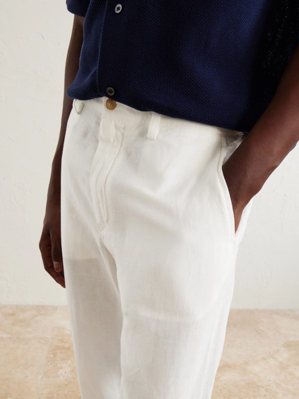 Straight-Leg Cotton and Linen Blend Woven Trousers - CU