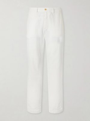 Straight-Leg Cotton and Linen Blend Woven Trousers