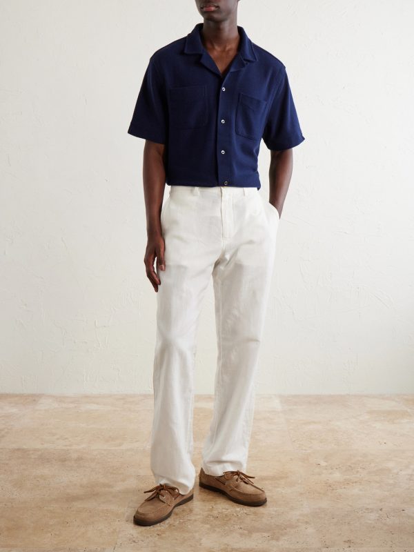 Straight-Leg Cotton and Linen Blend Woven Trousers - OU