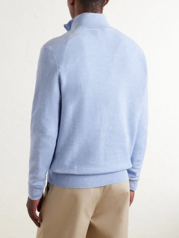 Logo-Embroidered Cotton Half-Zip Sweater - BK