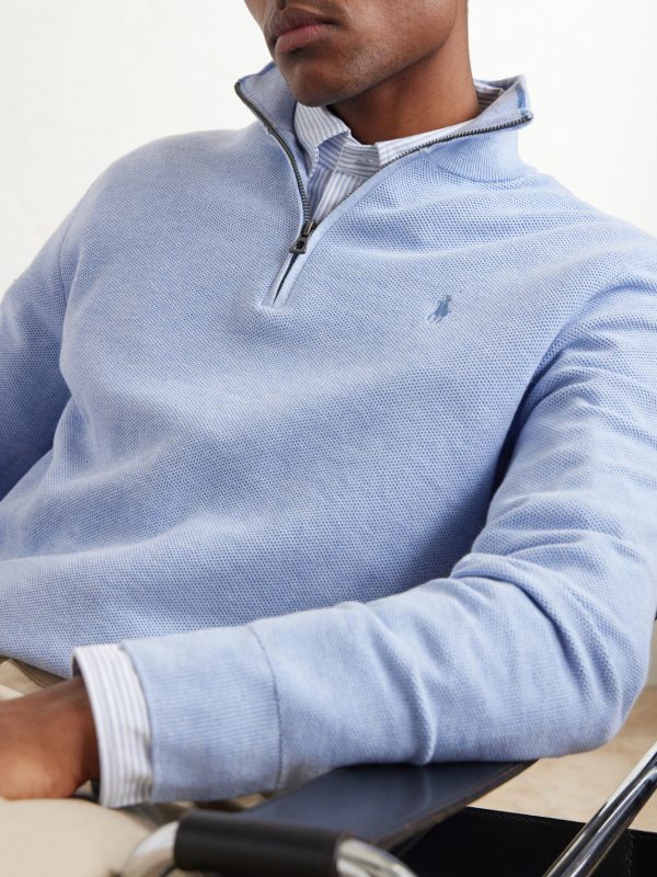 Logo-Embroidered Cotton Half-Zip Sweater - CU