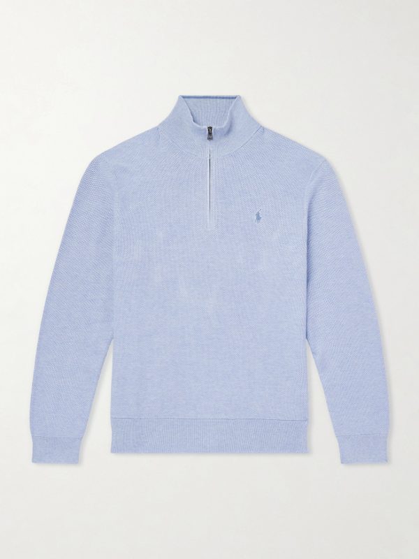 Logo-Embroidered Cotton Half-Zip Sweater