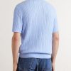 Logo-Embroidered Cable-Knit Cotton Polo Shirt - BK