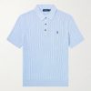 Logo-Embroidered Cable-Knit Cotton Polo Shirt