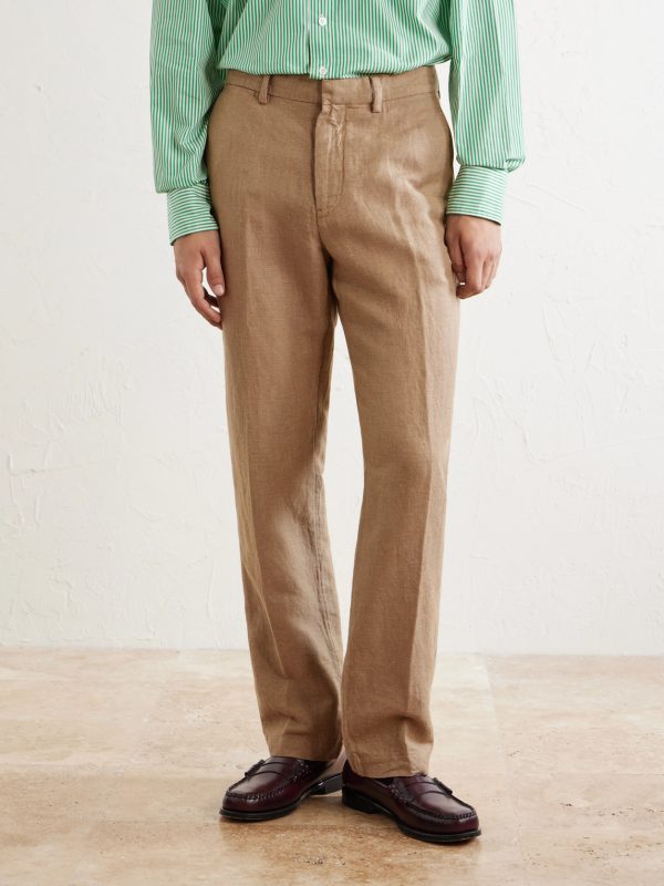 Straight-Leg Cotton and Linen-Blend Trousers - FR Straight-Leg Cotton and Linen-Blend Trousers - FR