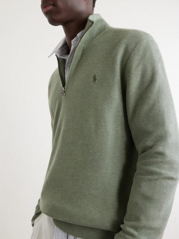 Logo-Embroidered Cotton Half-Zip Sweater - CU Logo-Embroidered Cotton Half-Zip Sweater - CU
