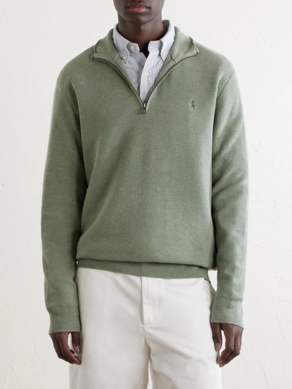 Logo-Embroidered Cotton Half-Zip Sweater - FR Logo-Embroidered Cotton Half-Zip Sweater - FR