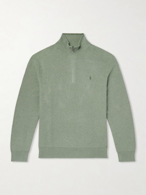 Logo-Embroidered Cotton Half-Zip Sweater Logo-Embroidered Cotton Half-Zip Sweater
