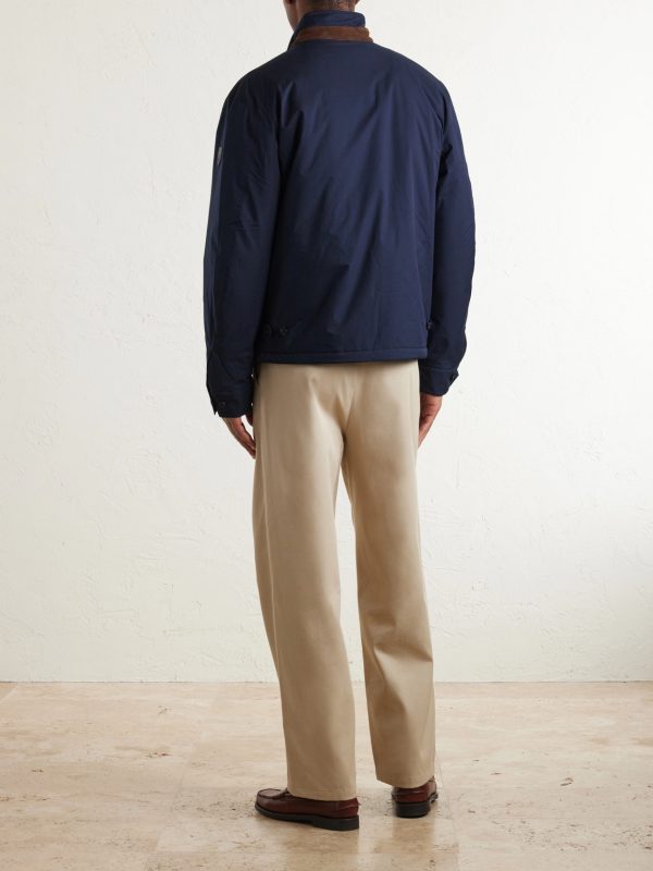 Leather and Suede-Trimmed Gabardine Jacket - BK Leather and Suede-Trimmed Gabardine Jacket - BK