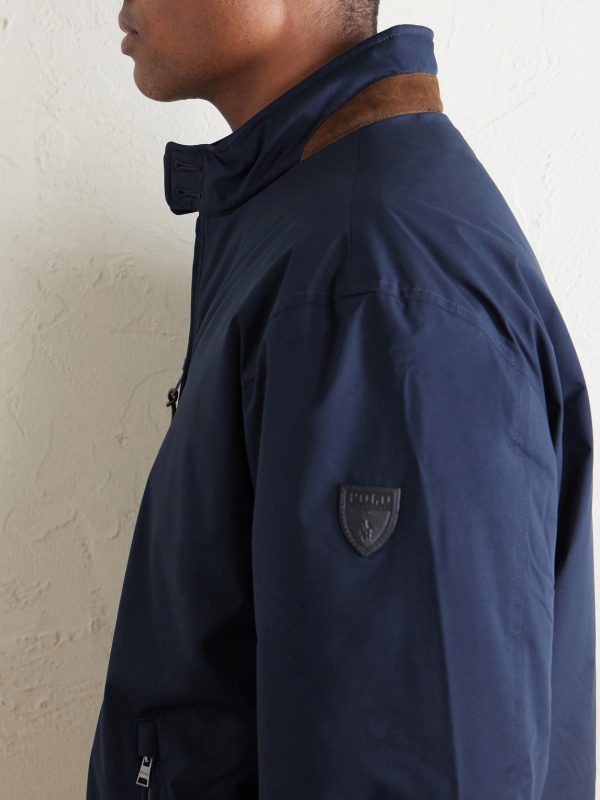 Leather and Suede-Trimmed Gabardine Jacket - CU Leather and Suede-Trimmed Gabardine Jacket - CU