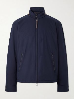 Leather and Suede-Trimmed Gabardine Jacket Leather and Suede-Trimmed Gabardine Jacket
