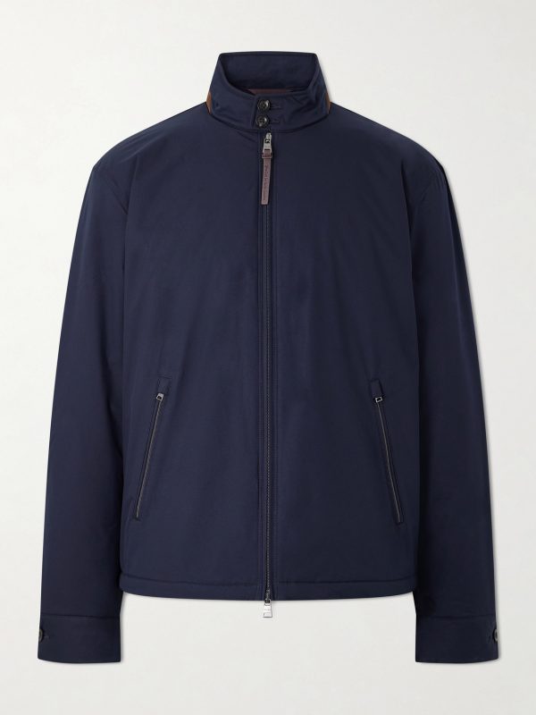 Leather and Suede-Trimmed Gabardine Jacket Leather and Suede-Trimmed Gabardine Jacket