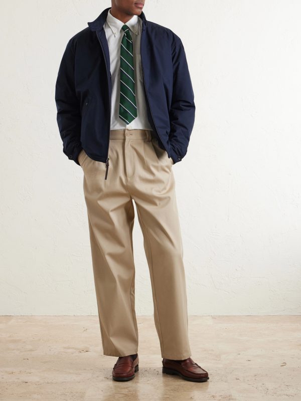 Leather and Suede-Trimmed Gabardine Jacket - OU Leather and Suede-Trimmed Gabardine Jacket - OU