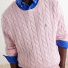 Logo-Embroidered Cable-Knit Cotton Sweater - CU