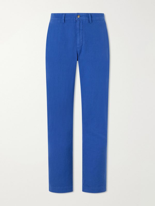 Straight-Leg Linen and Cotton-Blend Trousers Straight-Leg Linen and Cotton-Blend Trousers