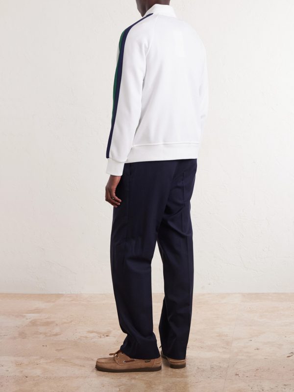 Logo-Embroidered Striped Cotton-Jersey Zip-Up Sweatshirt - BK