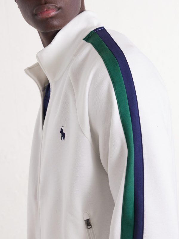 Logo-Embroidered Striped Cotton-Jersey Zip-Up Sweatshirt - CU