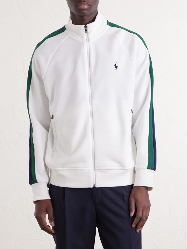 Logo-Embroidered Striped Cotton-Jersey Zip-Up Sweatshirt - FR