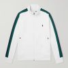 Logo-Embroidered Striped Cotton-Jersey Zip-Up Sweatshirt