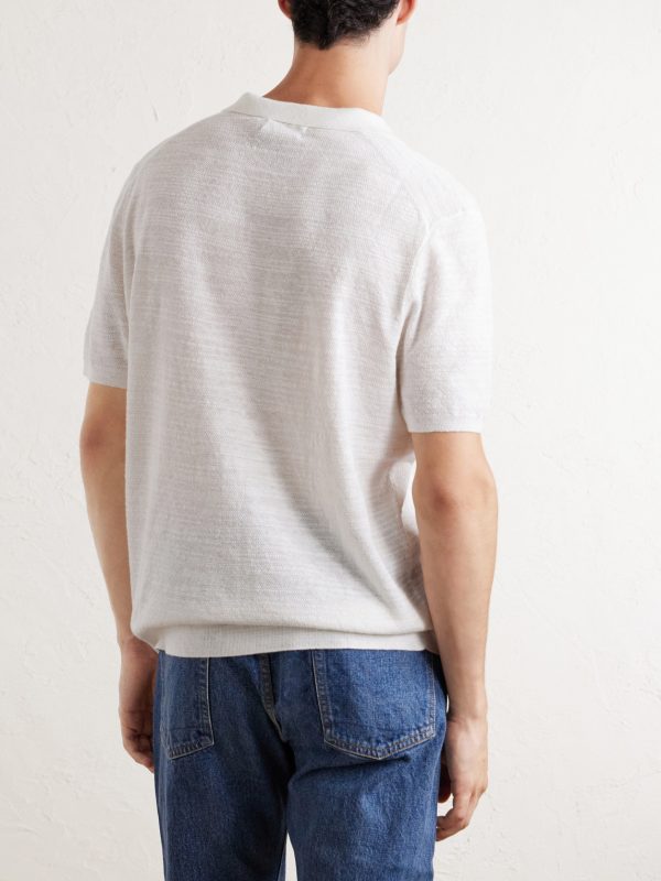 Logo-Embroidered Cotton and Linen-Blend Polo Shirt - BK Logo-Embroidered Cotton and Linen-Blend Polo Shirt - BK