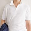 Logo-Embroidered Cotton and Linen-Blend Polo Shirt - CU Logo-Embroidered Cotton and Linen-Blend Polo Shirt - CU
