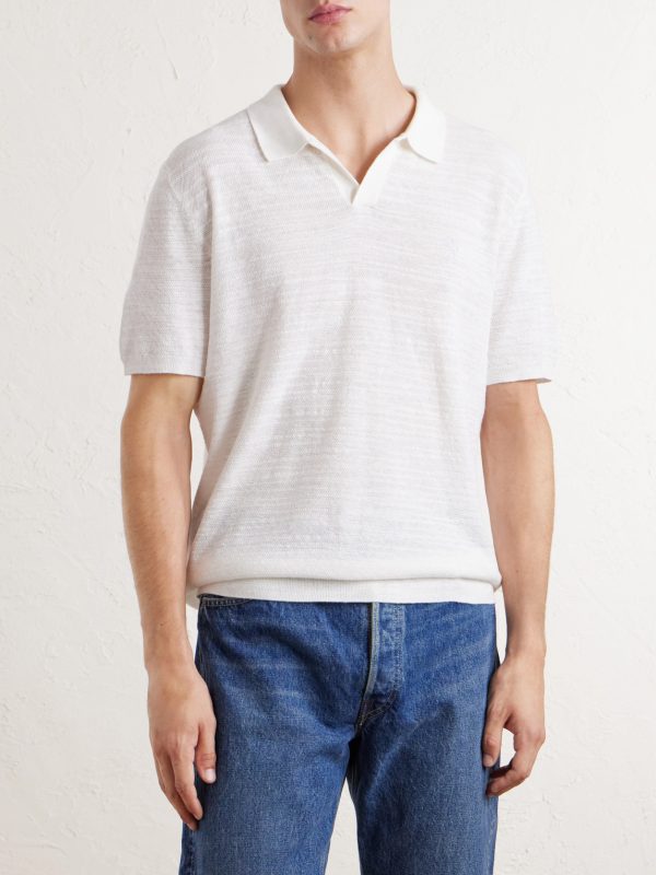 Logo-Embroidered Cotton and Linen-Blend Polo Shirt - FR Logo-Embroidered Cotton and Linen-Blend Polo Shirt - FR