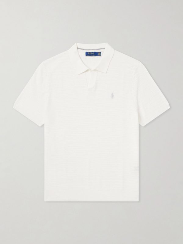 Logo-Embroidered Cotton and Linen-Blend Polo Shirt Logo-Embroidered Cotton and Linen-Blend Polo Shirt