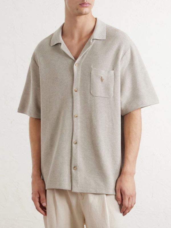 Convertible-Collar Logo-Embroidered Cotton-Piqué Shirt - FR Convertible-Collar Logo-Embroidered Cotton-Piqué Shirt - FR
