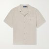 Convertible-Collar Logo-Embroidered Cotton-Piqué Shirt Convertible-Collar Logo-Embroidered Cotton-Piqué Shirt