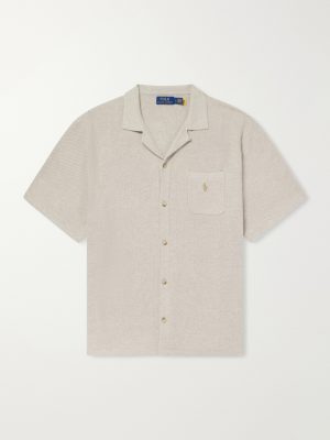 Convertible-Collar Logo-Embroidered Cotton-Piqué Shirt