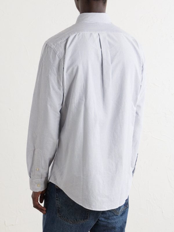 Logo-Embroidered Striped Cotton Shirt - BK Logo-Embroidered Striped Cotton Shirt - BK