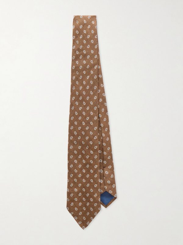 8cm Paisley-Print Linen Tie
