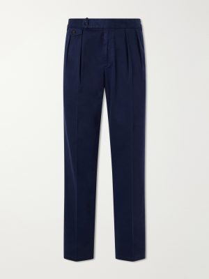 Straight-Leg Stretch Cotton-Blend Trousers