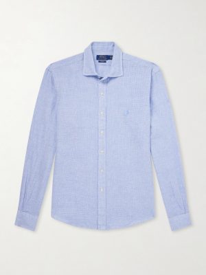 Checked-Woven Linen Shirt